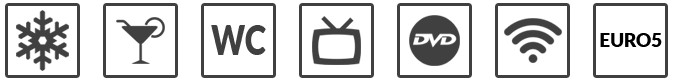 Sono inoltre dotati di aria condizionata, frigo, WC, televisori, lettori DVD-CD e wi-fi free!